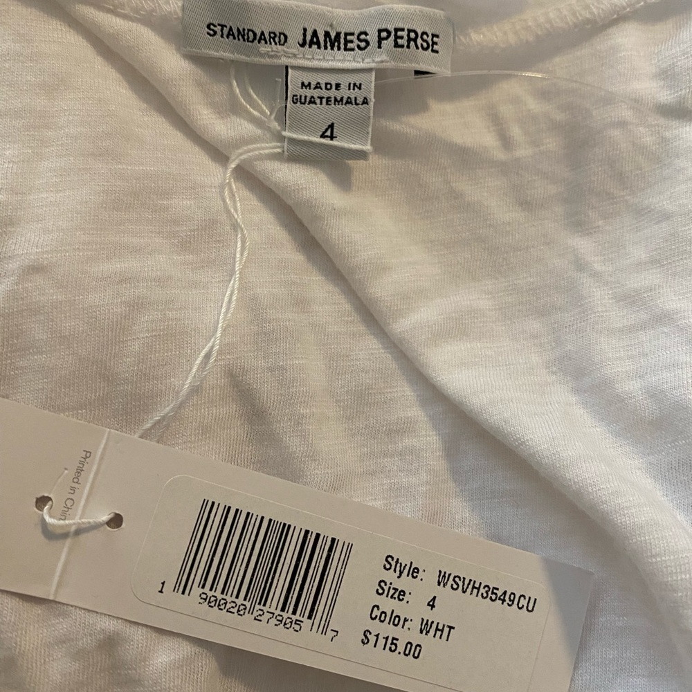NWT Standard James Perse White Slub Knit Long Sleeve Tee Size 4/XL - Picture 8 of 10